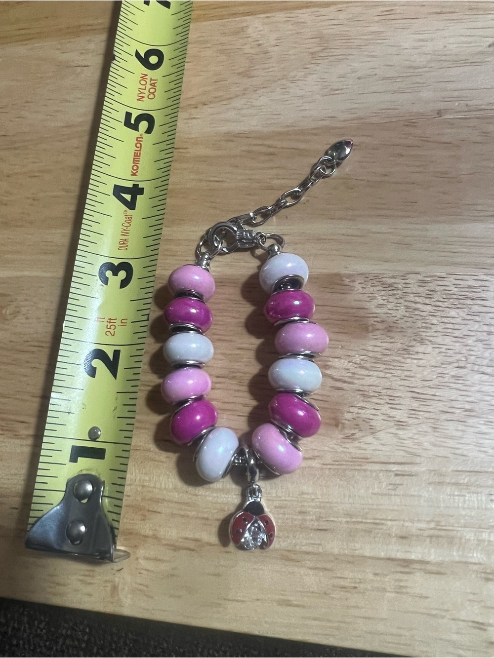 Pink & White Beaded Charm Bracelet - Women's Jewelry B276